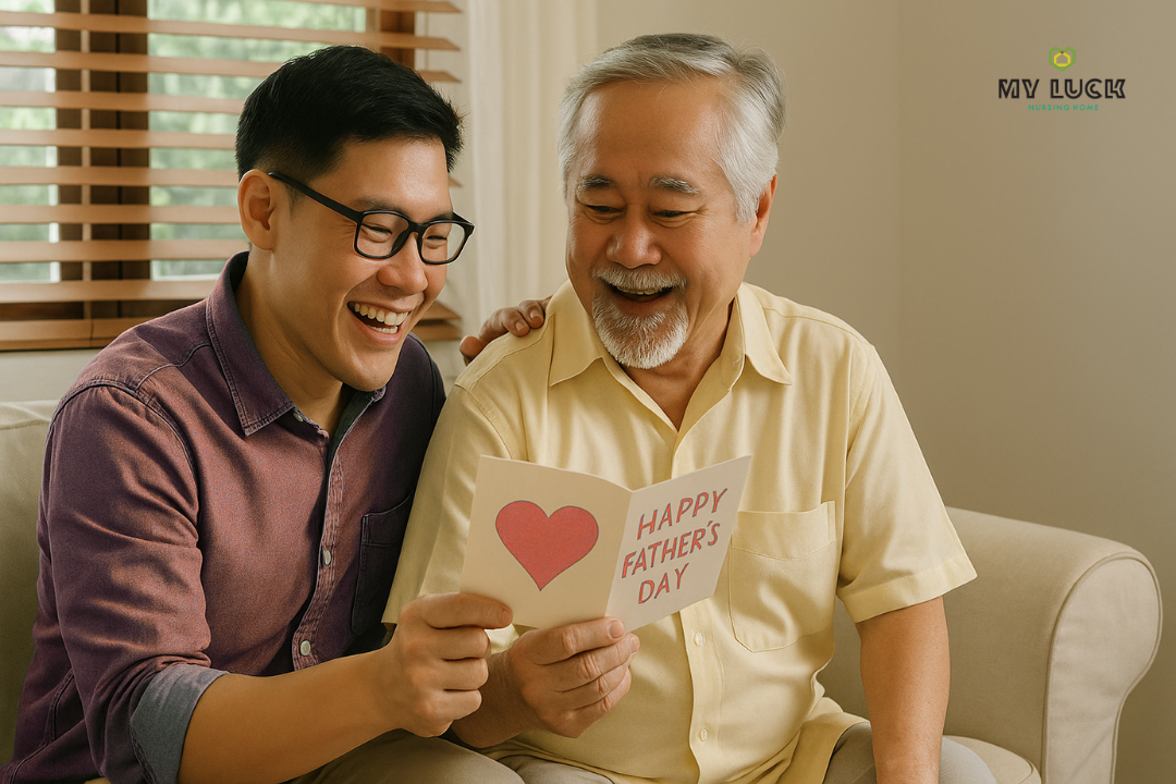 ของขวัญการ์ดวันพ่อสำหรับผู้สูงอายุพร้อมภาพครอบครัวที่ให้ความรู้สึกอบอุ่น