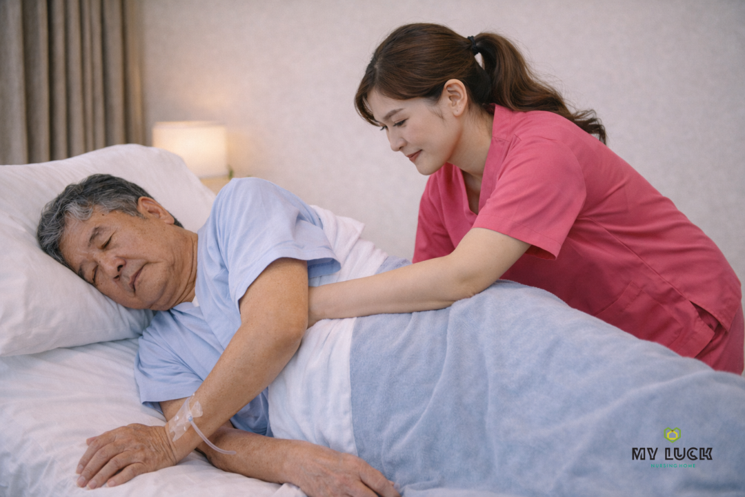 “การพลิกตัวผู้ป่วยติดเตียงทุก 2 ชั่วโมงเพื่อป้องกันแผลกดทับ”