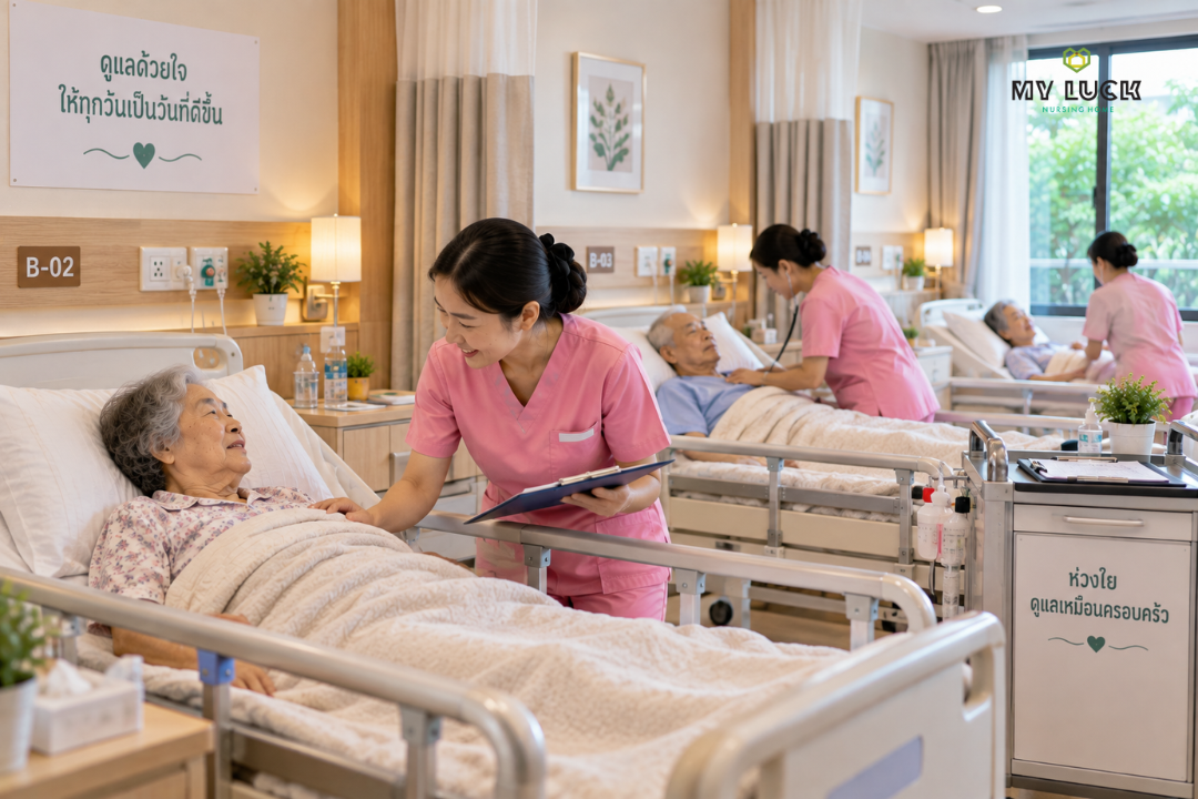 การดูแลผู้ป่วยติดเตียงตลอด 24 ชั่วโมงในศูนย์ดูแลผู้สูงอายุ
